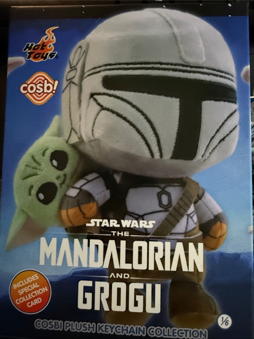 Star Wars Grogu holding anzellan Plush Keychain — Green, Pink, Brown